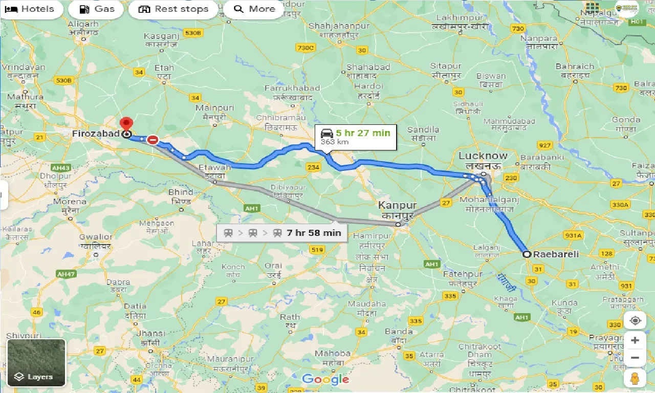 raebareli-to-firozabad-taxi