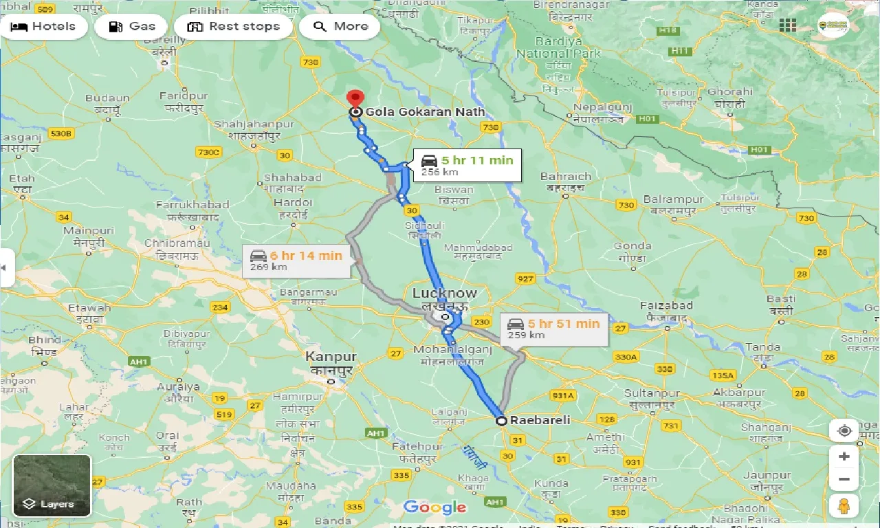 raebareli-to-gola-gokaran-nath-one-way