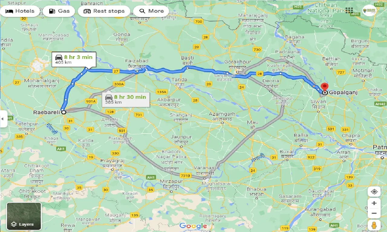raebareli-to-gopalganj-one-way