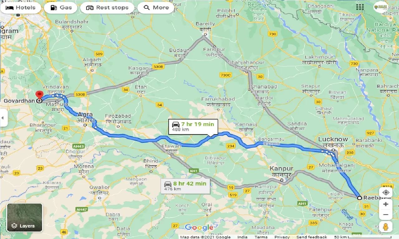 raebareli-to-govardhan-one-way