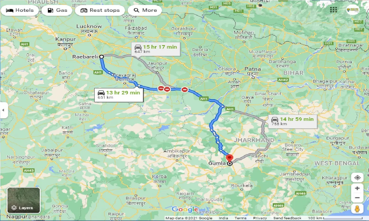 raebareli-to-gumla-one-way