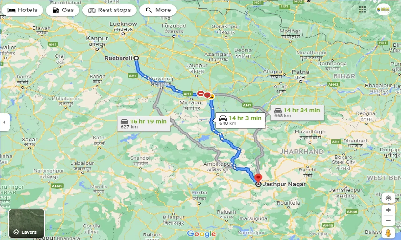 raebareli-to-jashpur-nagar-taxi