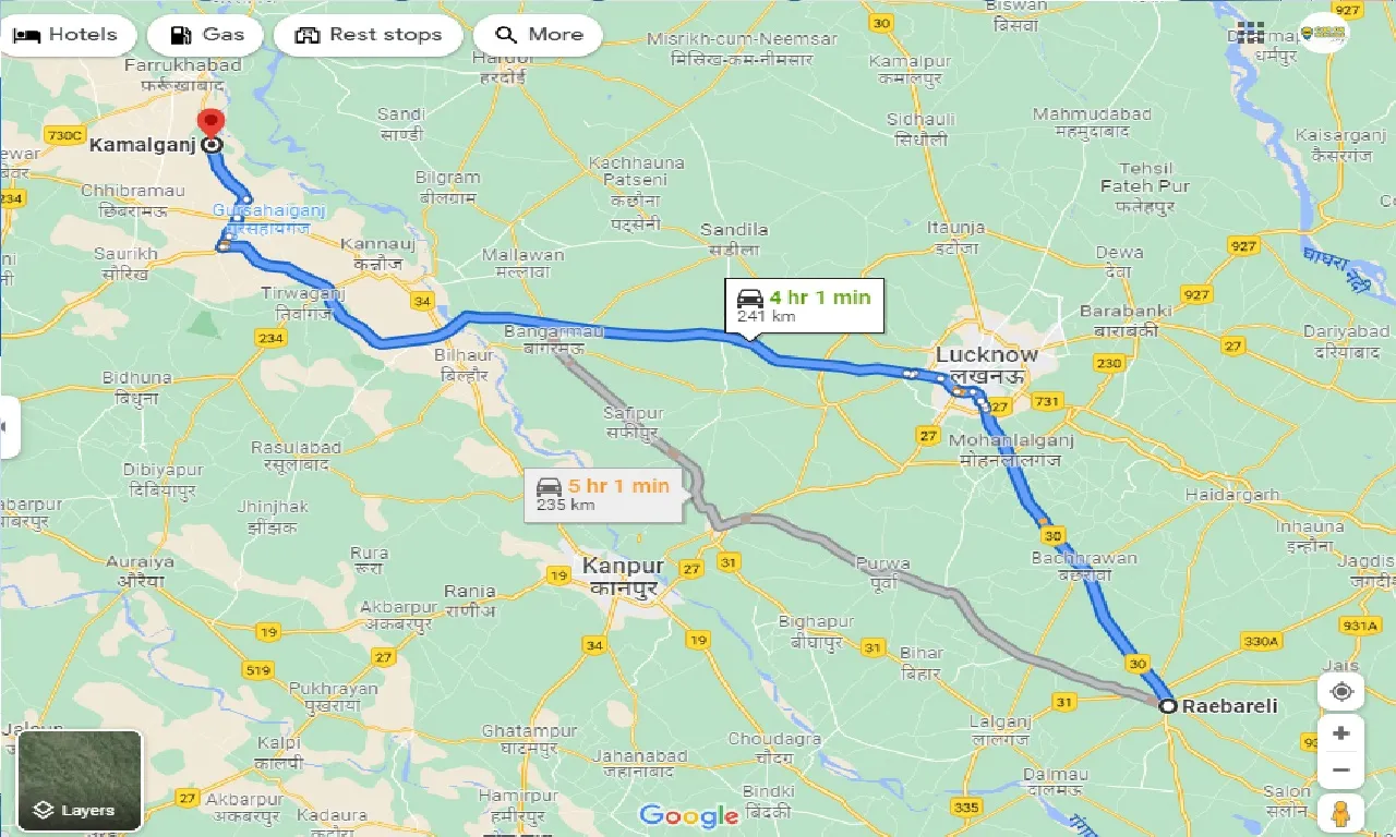 raebareli-to-kamalganj-one-way