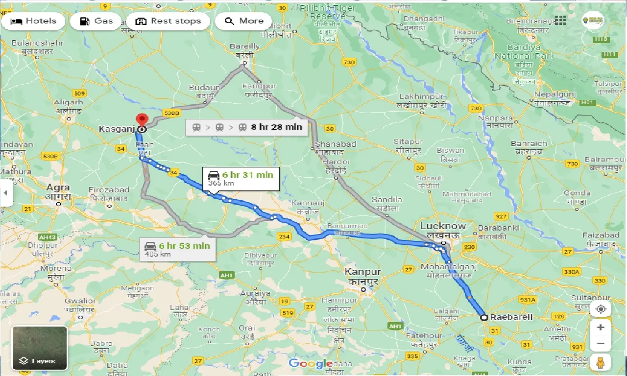 raebareli-to-kasganj-one-way