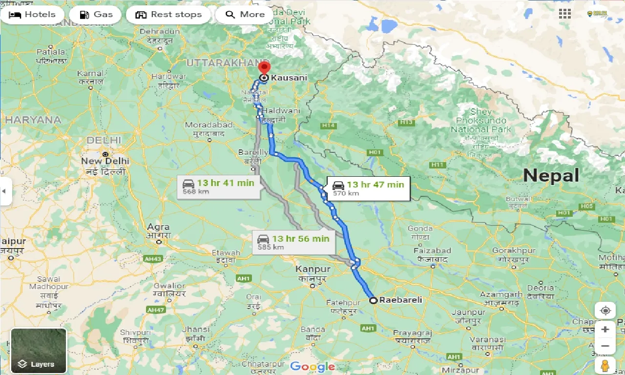 raebareli-to-kausani-taxi