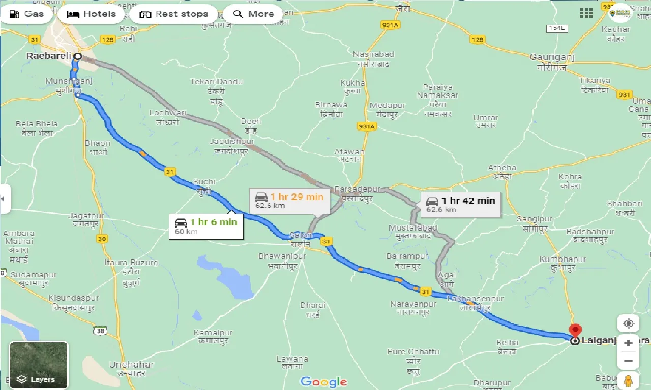 raebareli-to-lalganj-ajhara-one-way