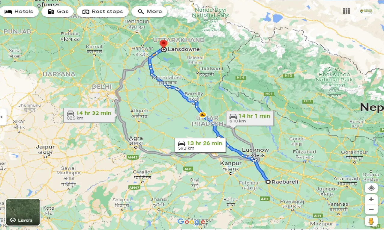 raebareli-to-lansdowne-one-way