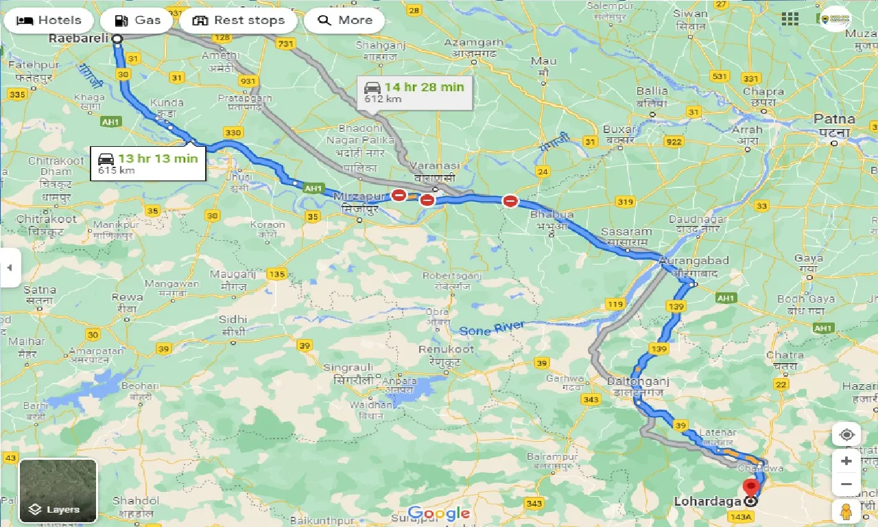raebareli-to-lohardaga-one-way