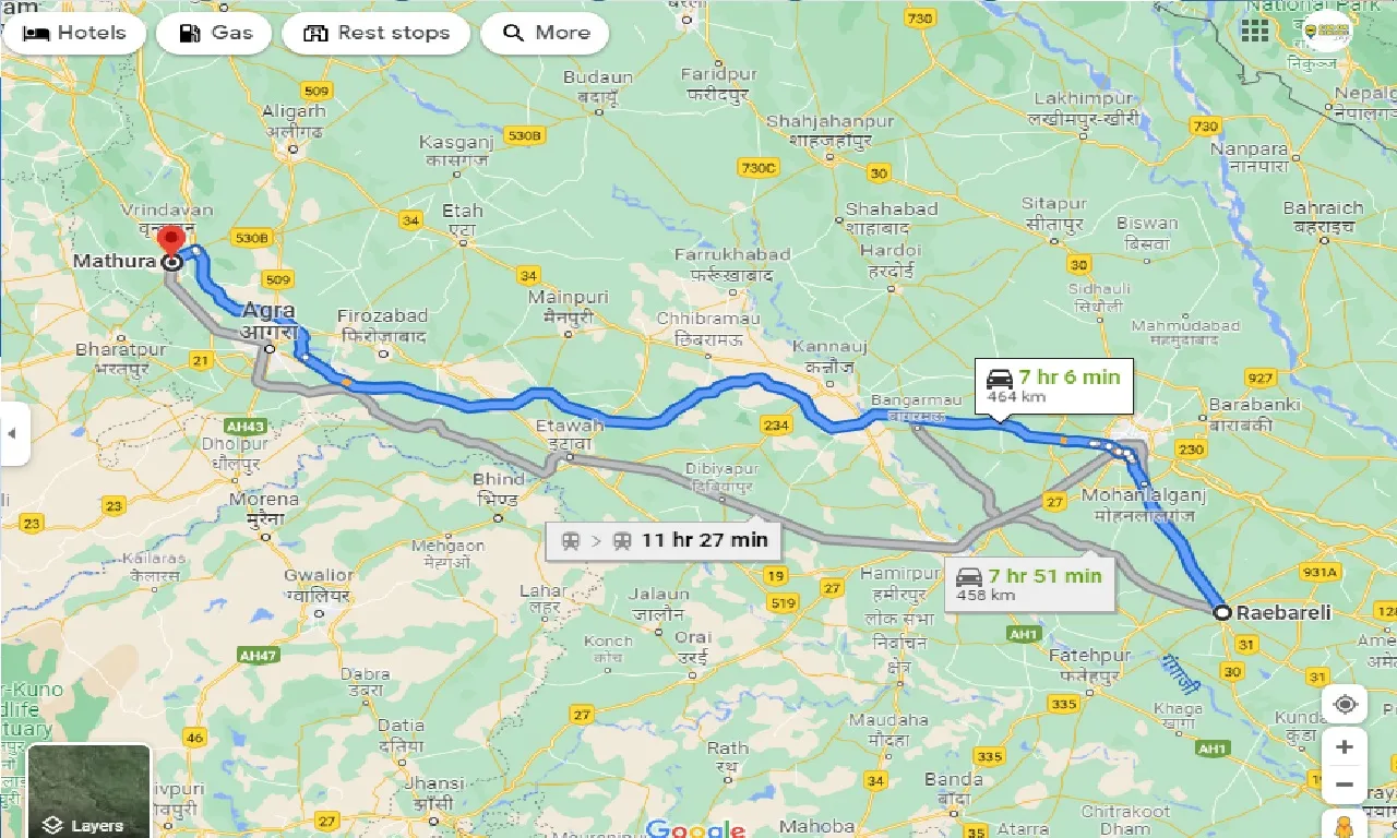 raebareli-to-mathura-taxi