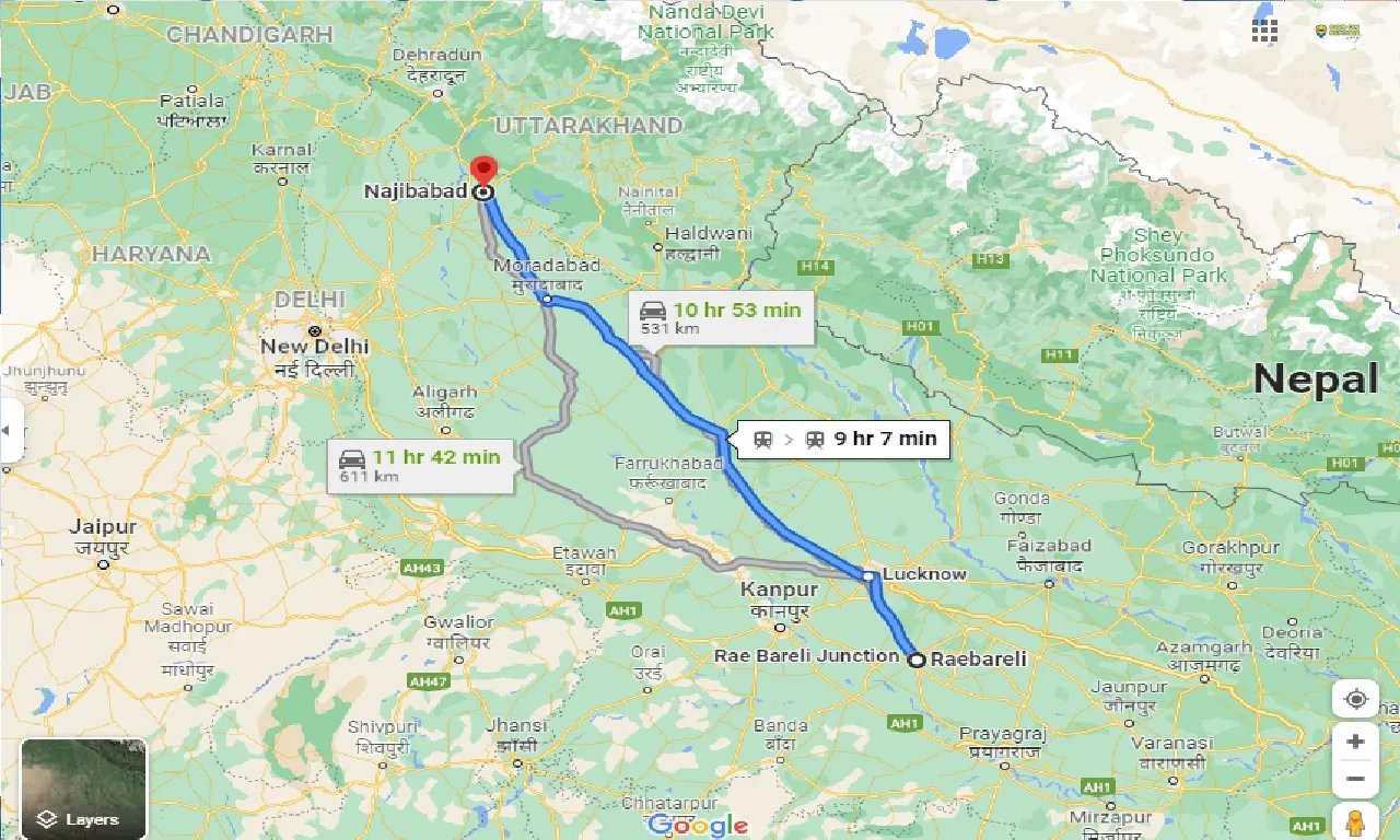 raebareli-to-najibabad-one-way