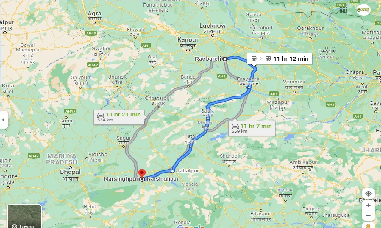 raebareli-to-narsinghpur-one-way