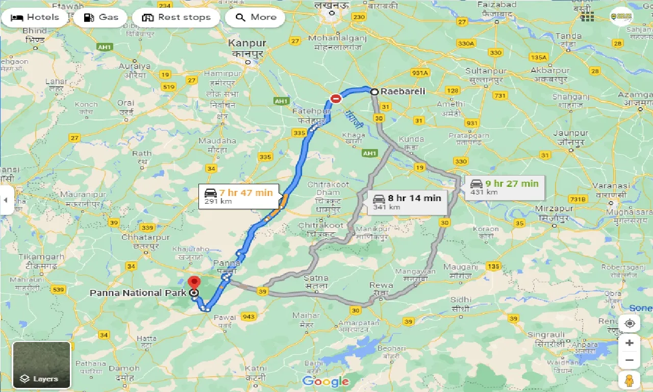 raebareli-to-panna-national-park-taxi