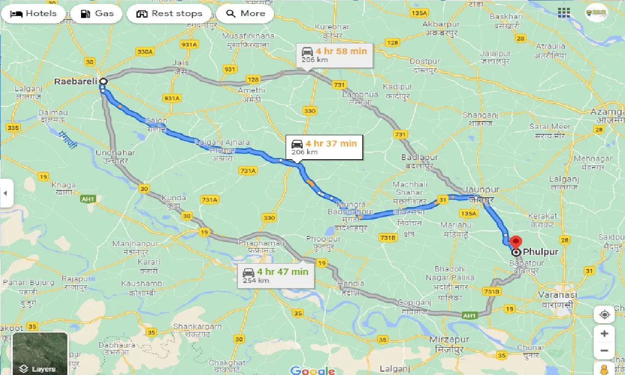 raebareli-to-phoolpur-one-way