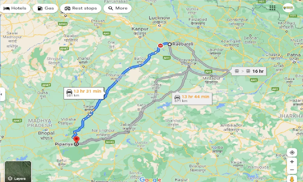 raebareli-to-pipariya-one-way