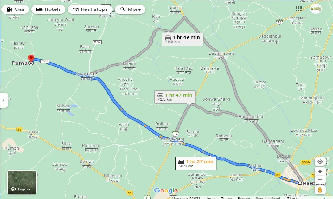 raebareli-to-purwa-taxi
