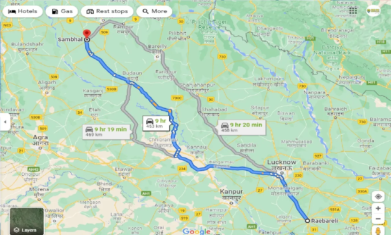 raebareli-to-sambhal-taxi