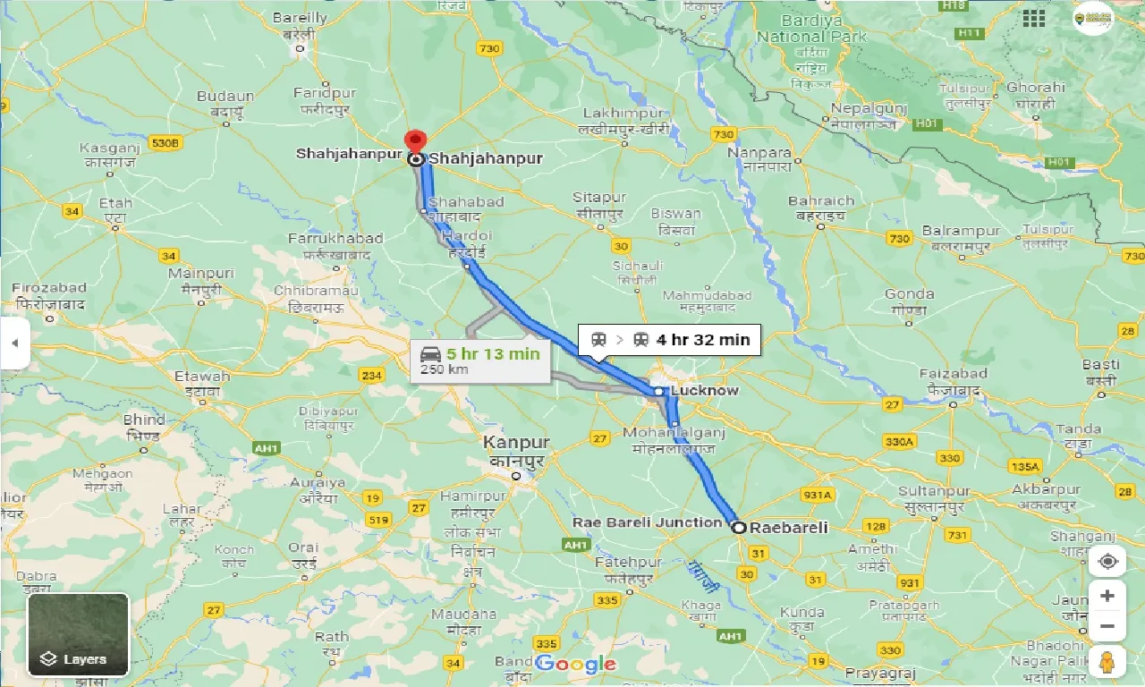 raebareli-to-shahjahanpur-one-way