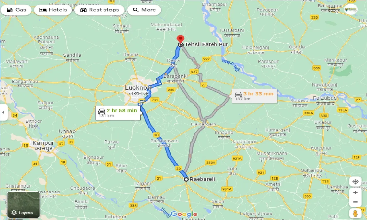 raebareli-to-tehsil-fateh-pur-one-way