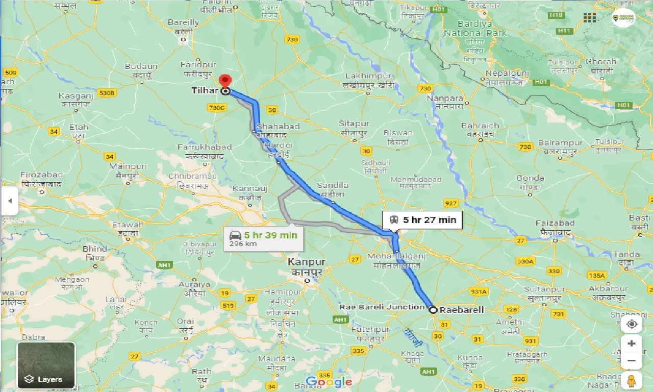 raebareli-to-tilhar-one-way