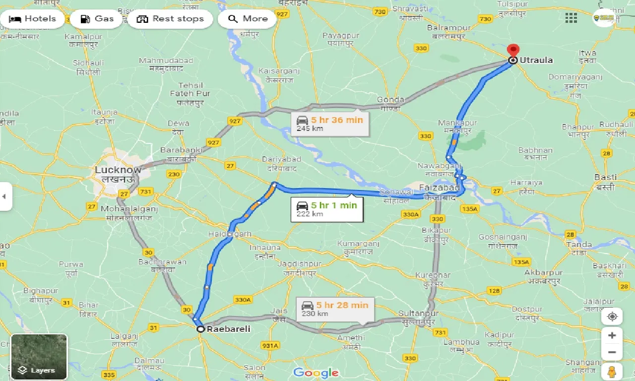 raebareli-to-utraula-one-way