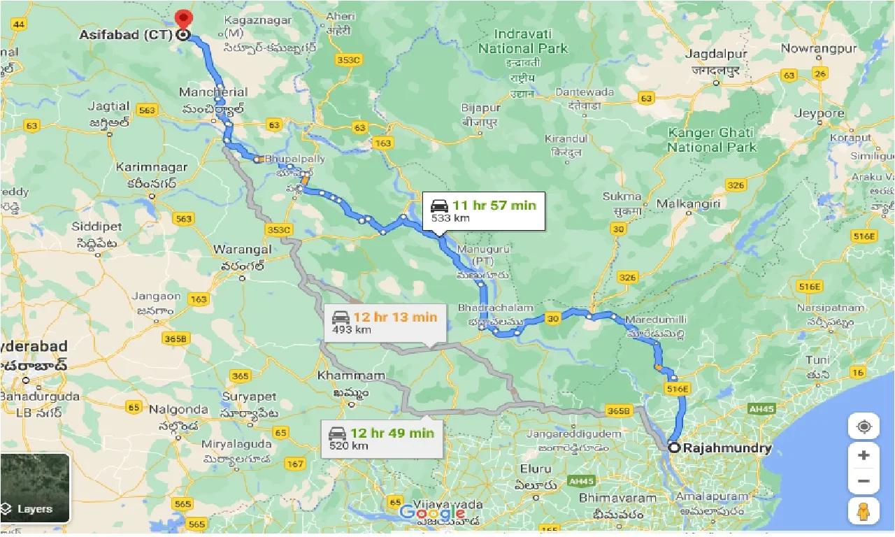 rajahmundry-to-asifabad-one-way