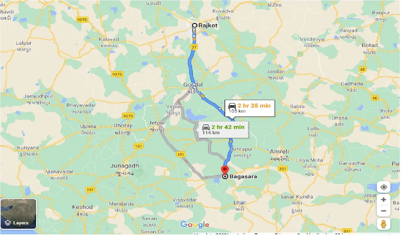 rajkot-to-bagasara-one-way