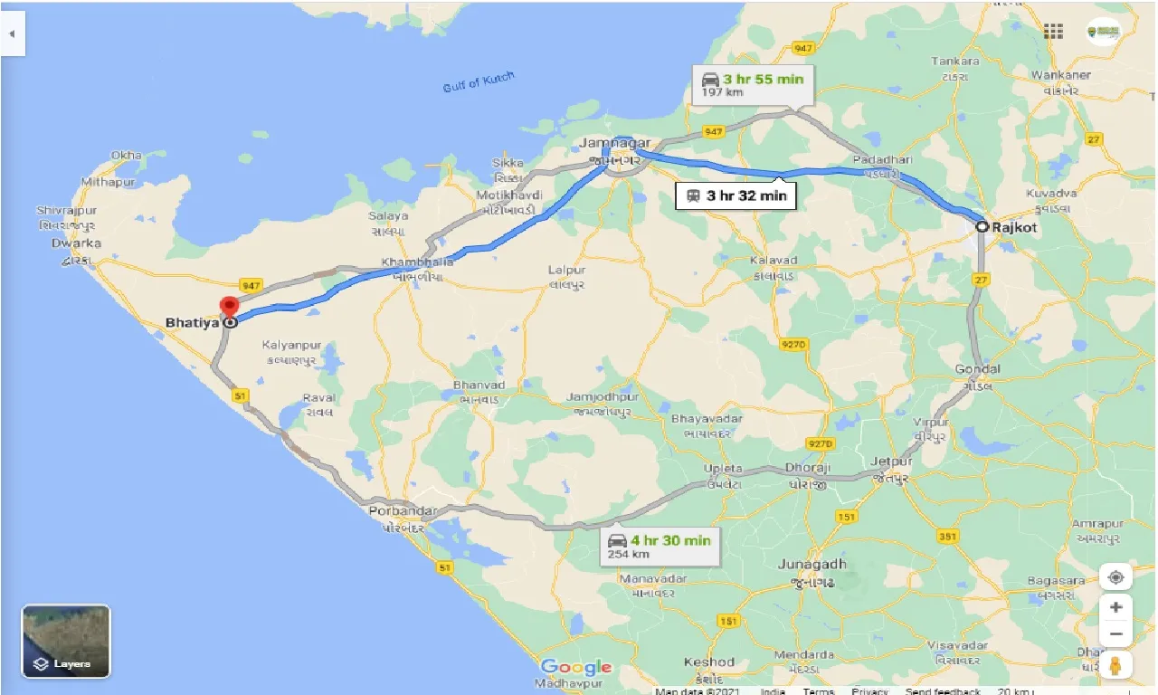 rajkot-to-bhatiya-one-way