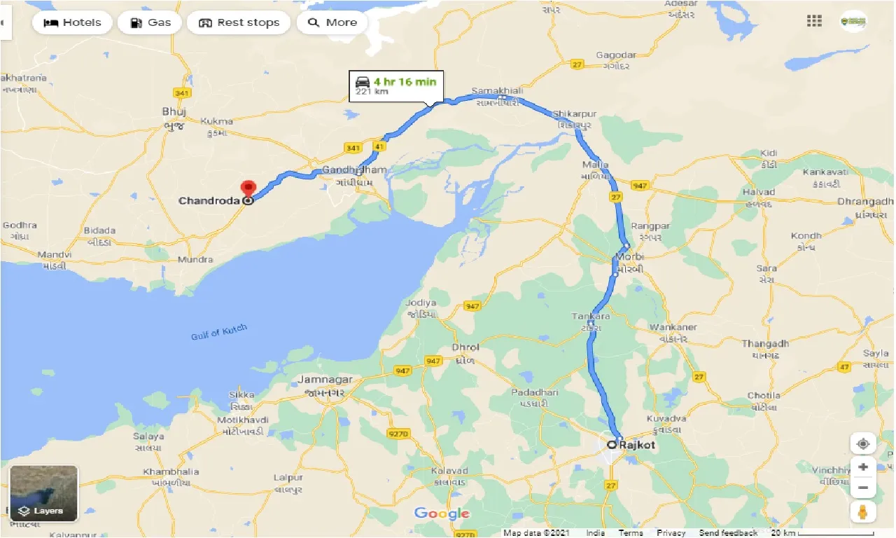 rajkot-to-chandroda-one-way