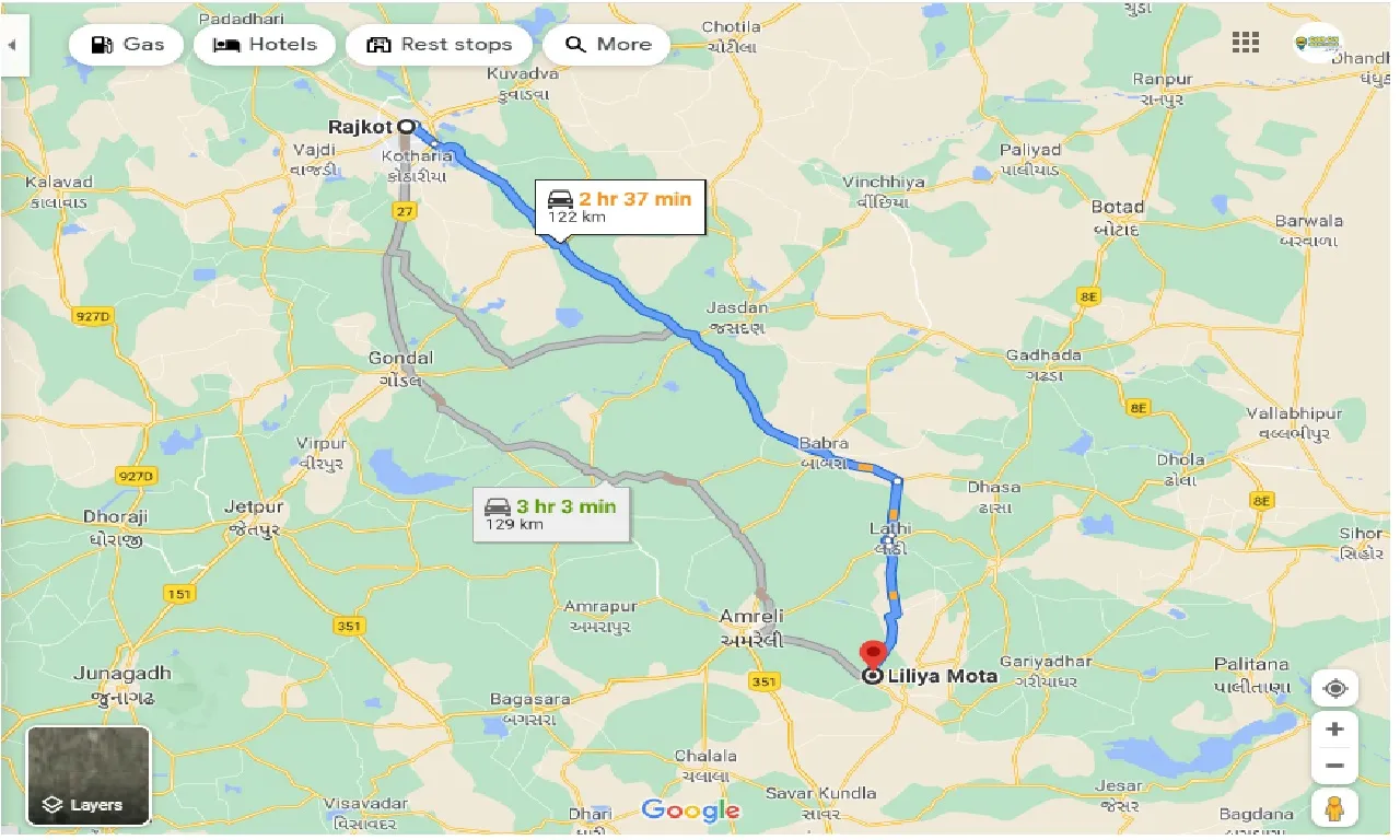 rajkot-to-liliya-mota-one-way