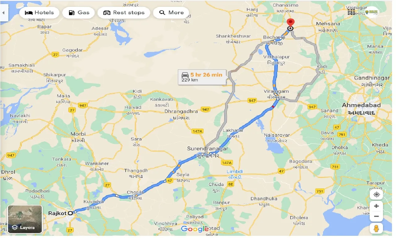 rajkot-to-modhera-one-way