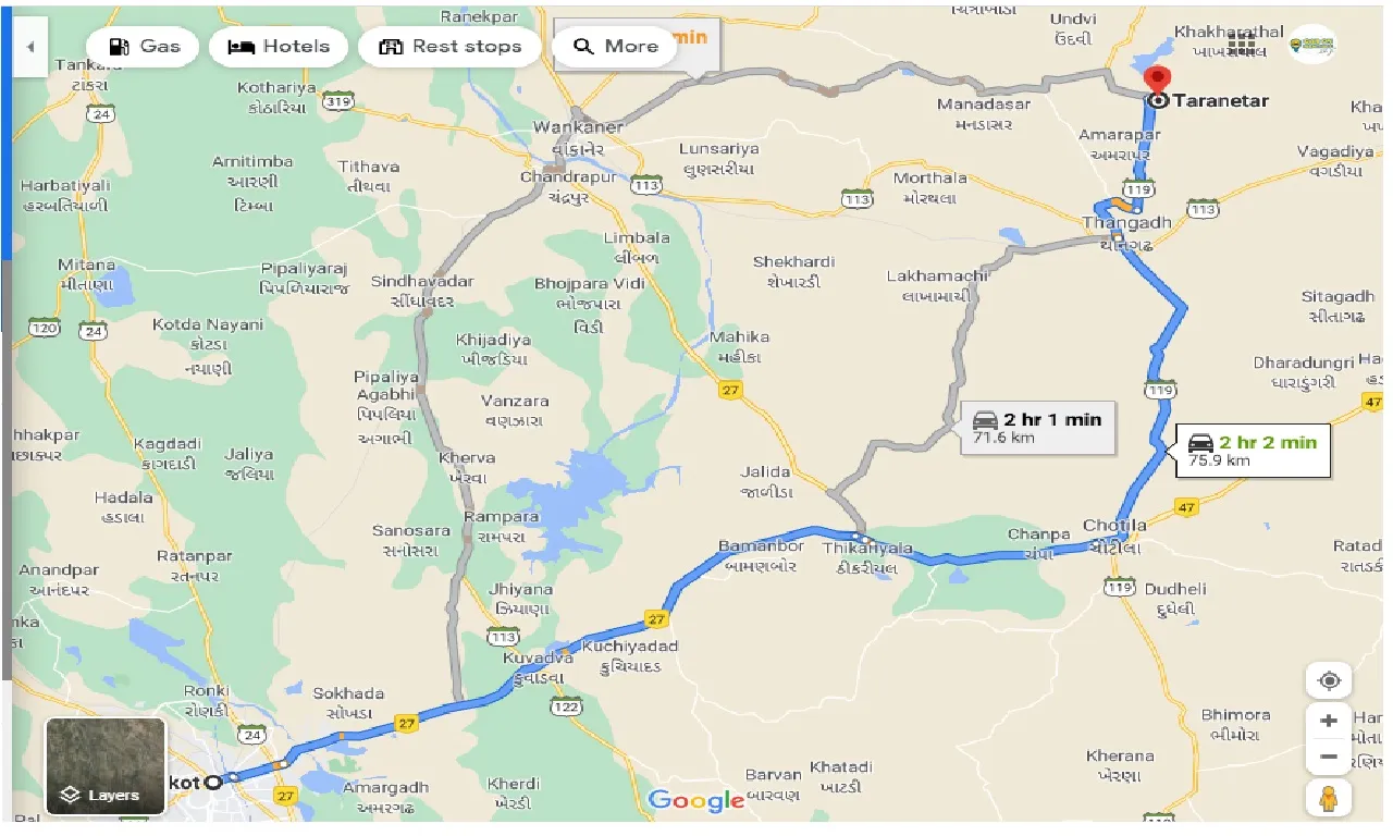 rajkot-to-taranetar-one-way