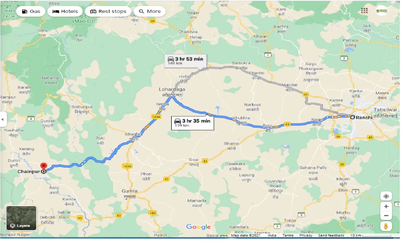 ranchi-to-chainpur-one-way