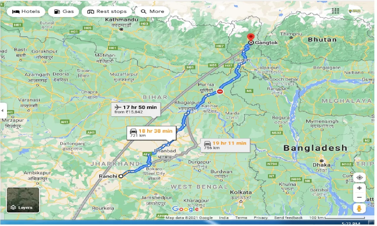 ranchi-to-gangtok-outstation