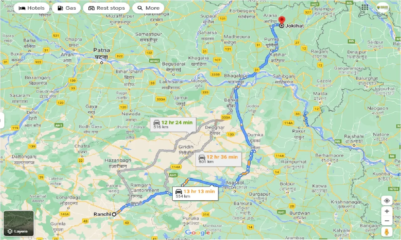 ranchi-to-jokihat-round-trip