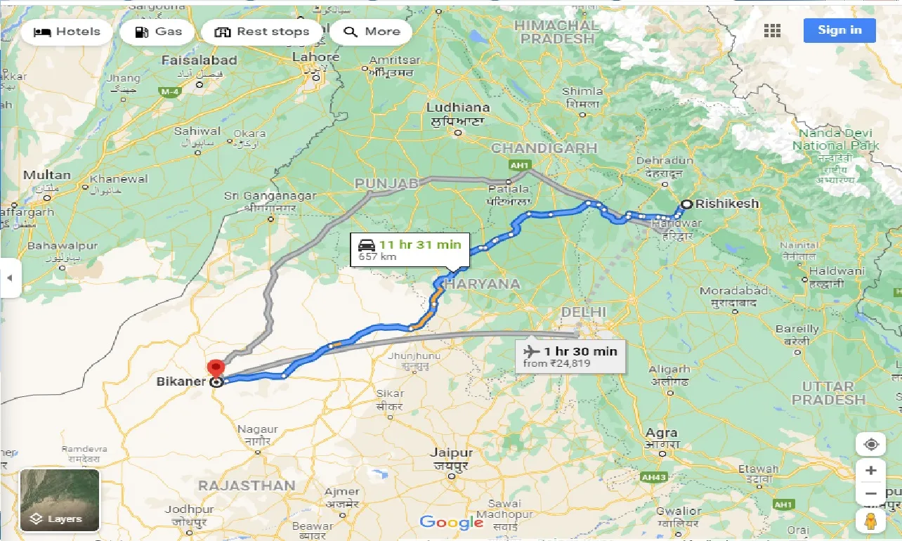 rishikesh-to-bikaner-one-way