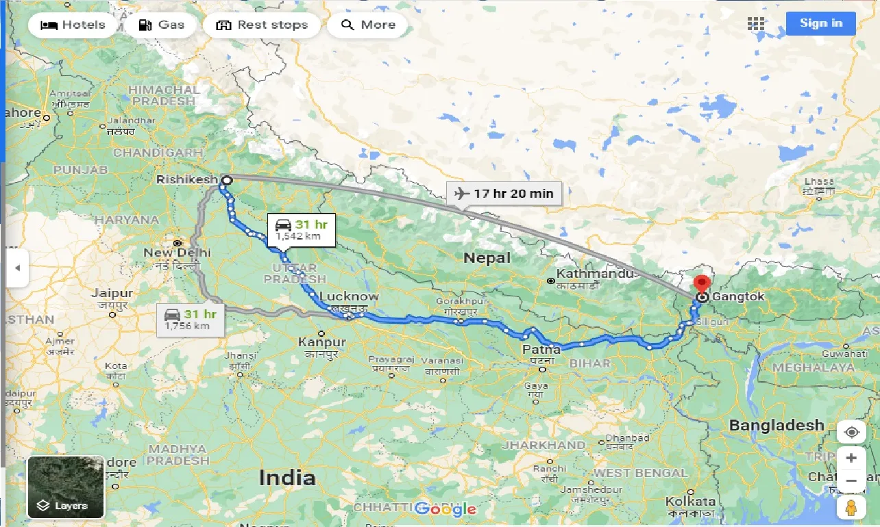 rishikesh-to-gangtok-taxi