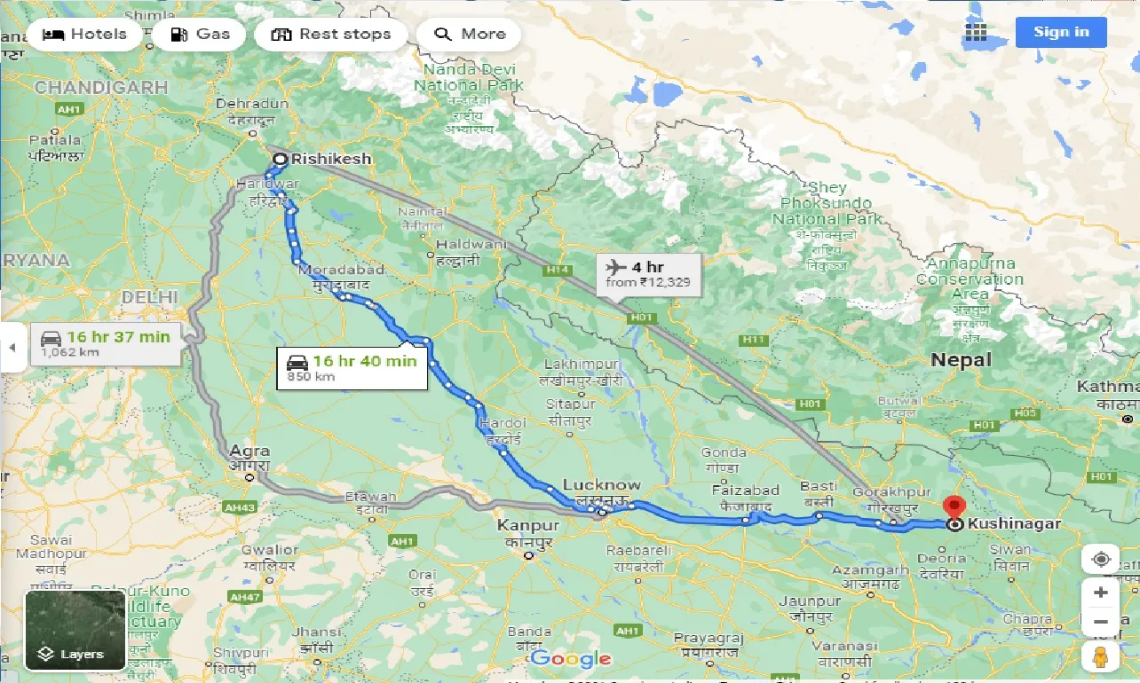 rishikesh-to-kushinagar-taxi