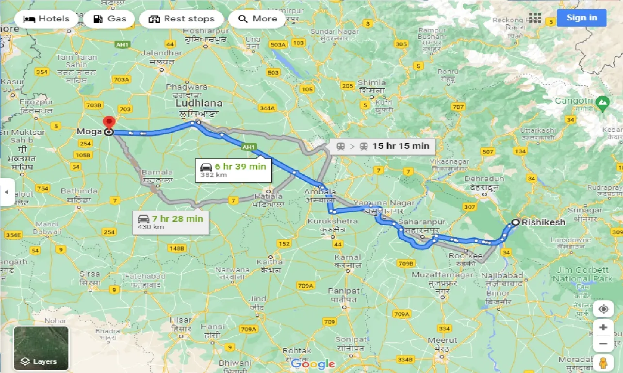 rishikesh-to-moga-one-way