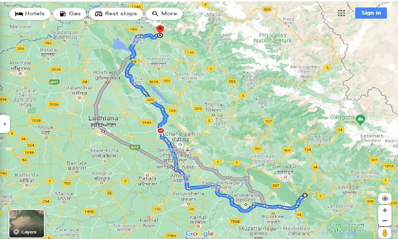rishikesh-to-palampur-one-way