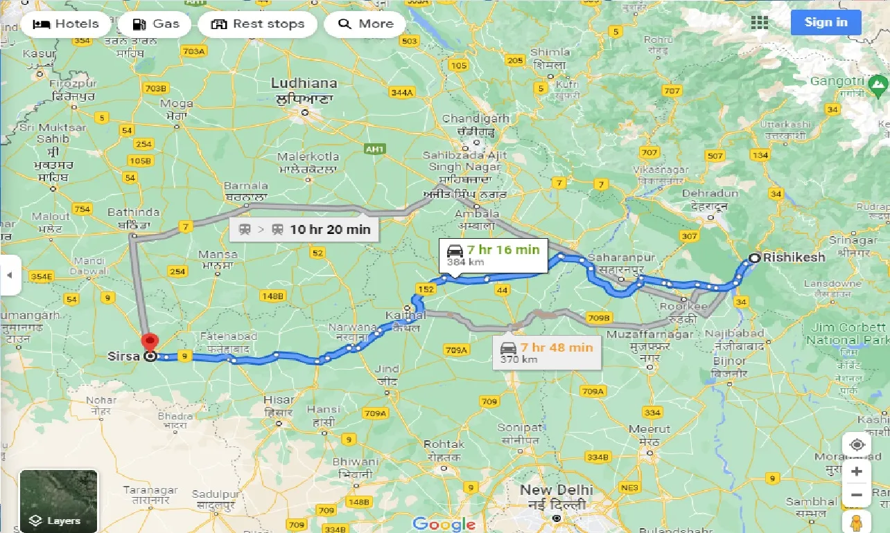 rishikesh-to-sirsa-one-way