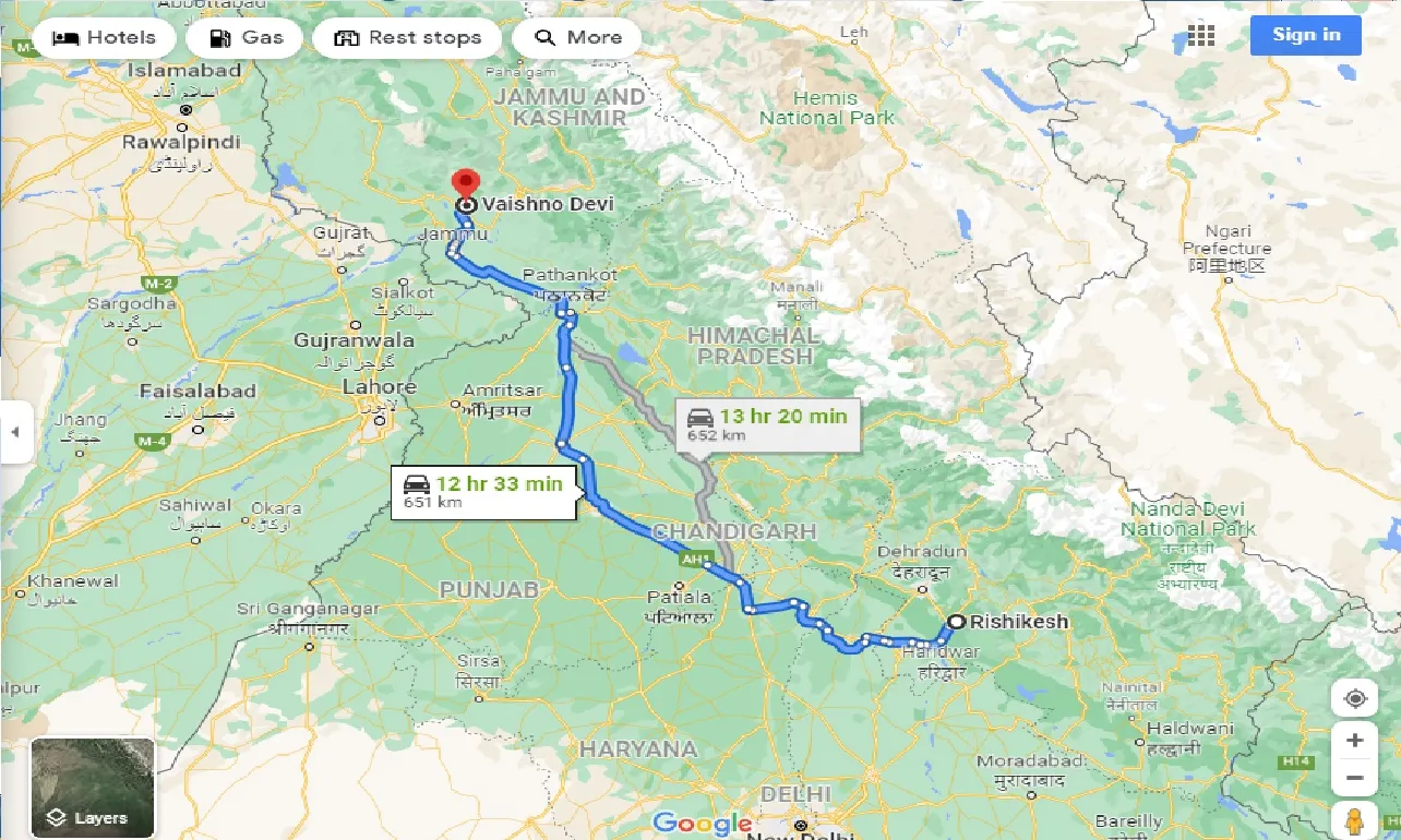 rishikesh-to-vaishno-devi-temple-one-way