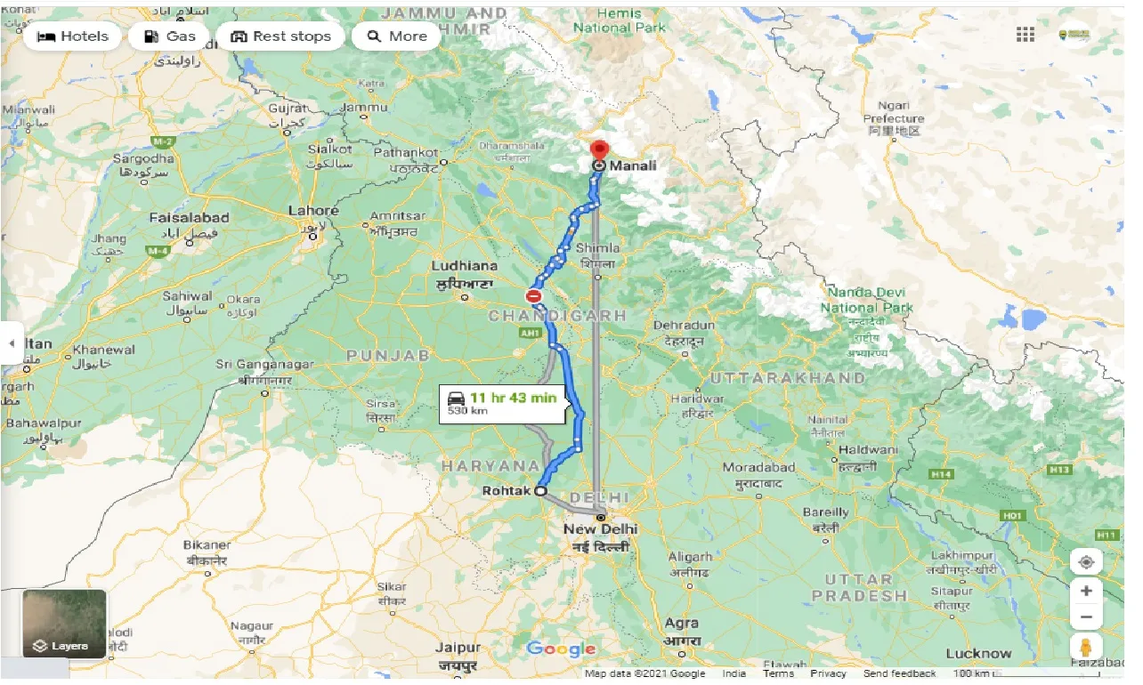 rohtak-to-manali-one-way