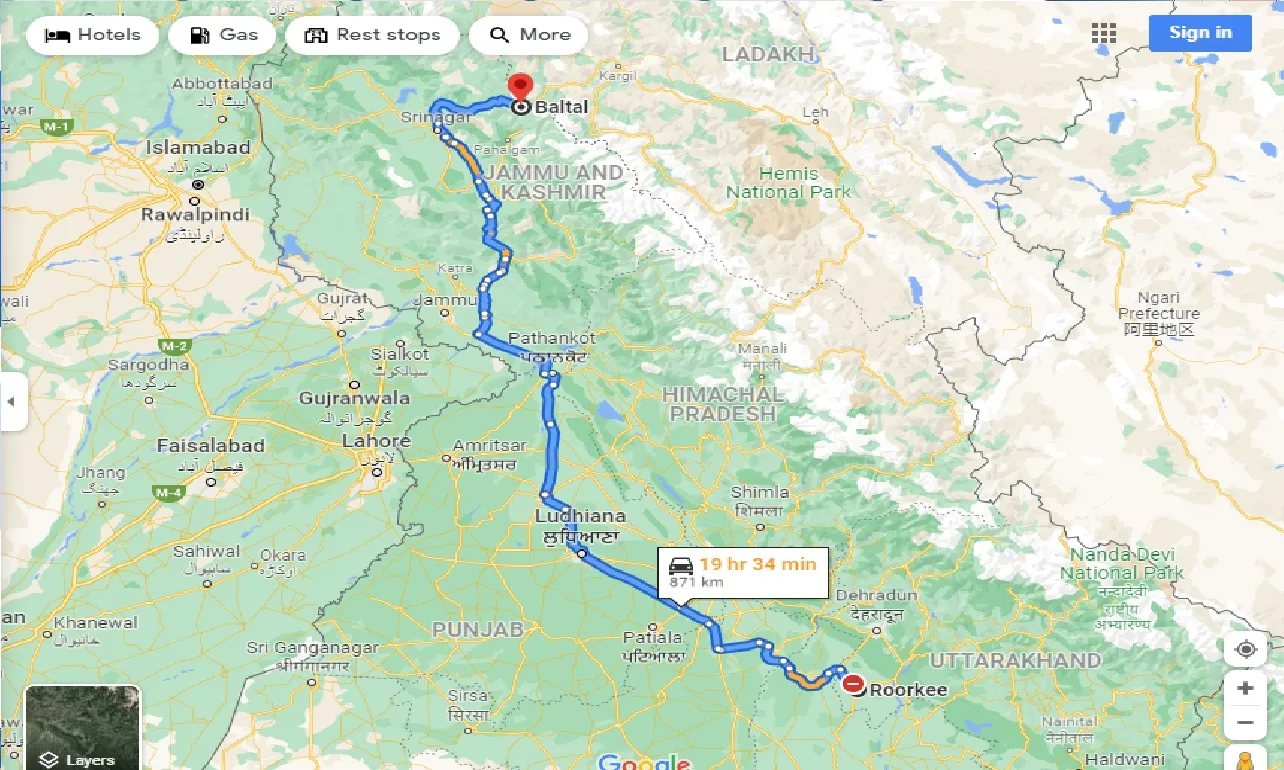 roorkee-to-baltal-taxi