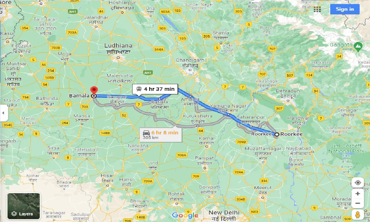 roorkee-to-barnala-one-way