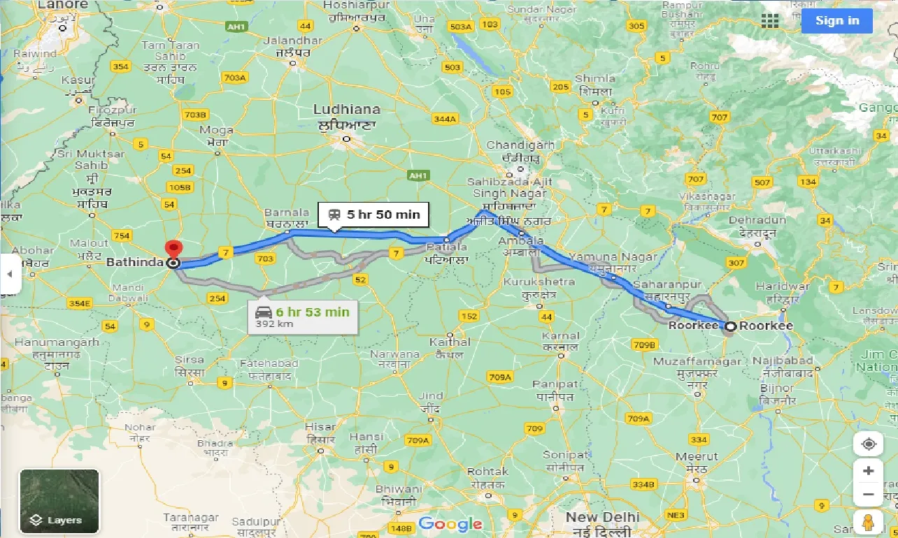 roorkee-to-bhatinda-taxi