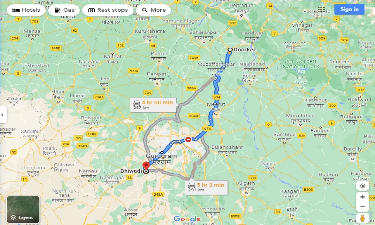 roorkee-to-bhiwadi-one-way