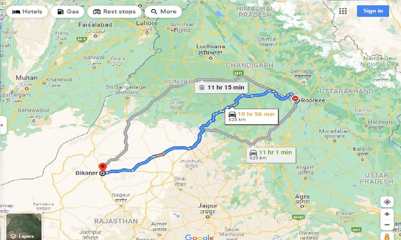 roorkee-to-bikaner-one-way