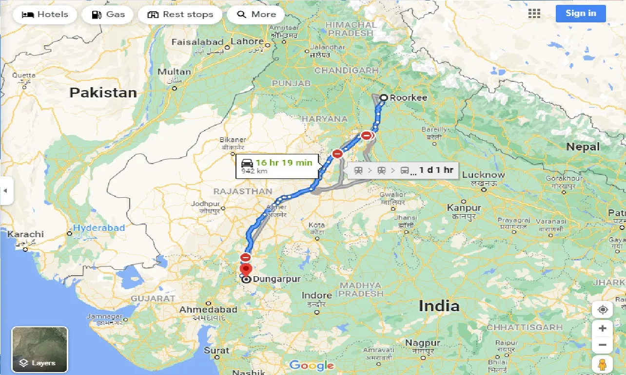 roorkee-to-dungarpur-one-way