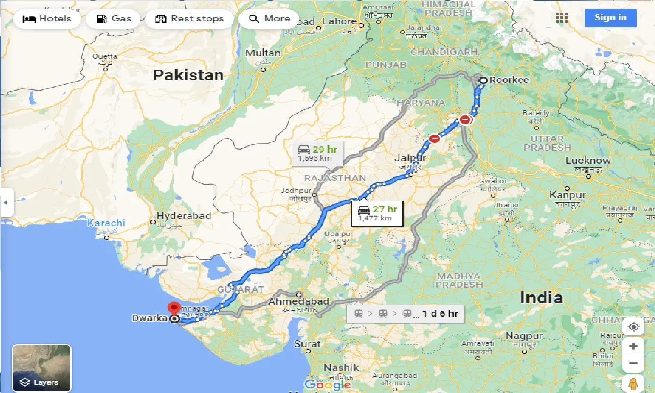 roorkee-to-dwarka-one-way