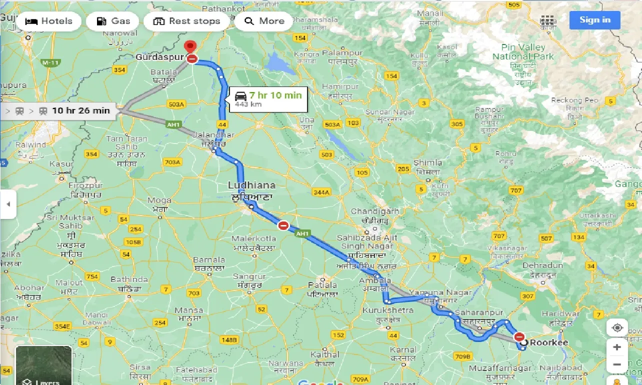 roorkee-to-gurdaspur-one-way